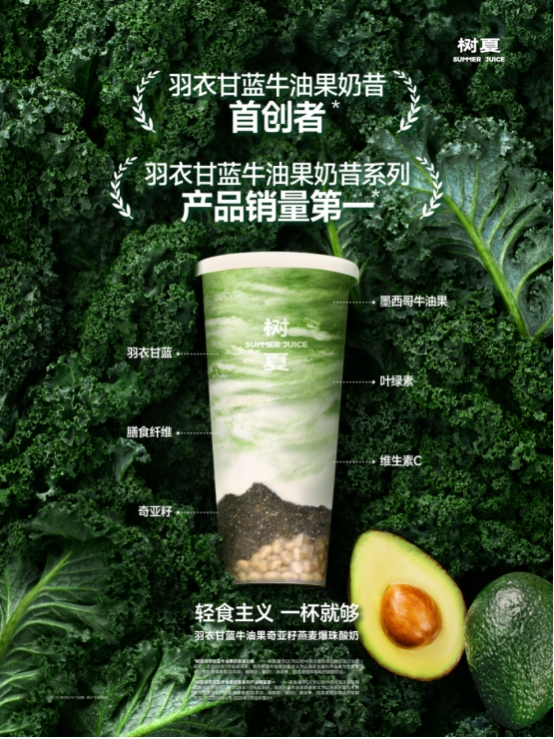 新茶饮进入“轻养生”时代？树夏羽衣甘蓝牛油果奶昔引关注