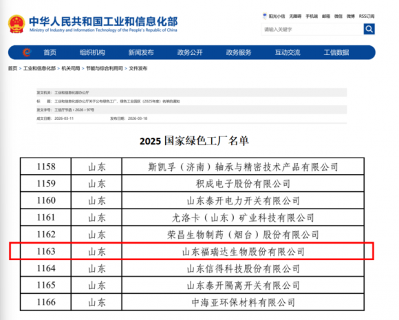 福瑞达生物股份入选2025国家绿色工厂 树立美妆绿色智造新样本