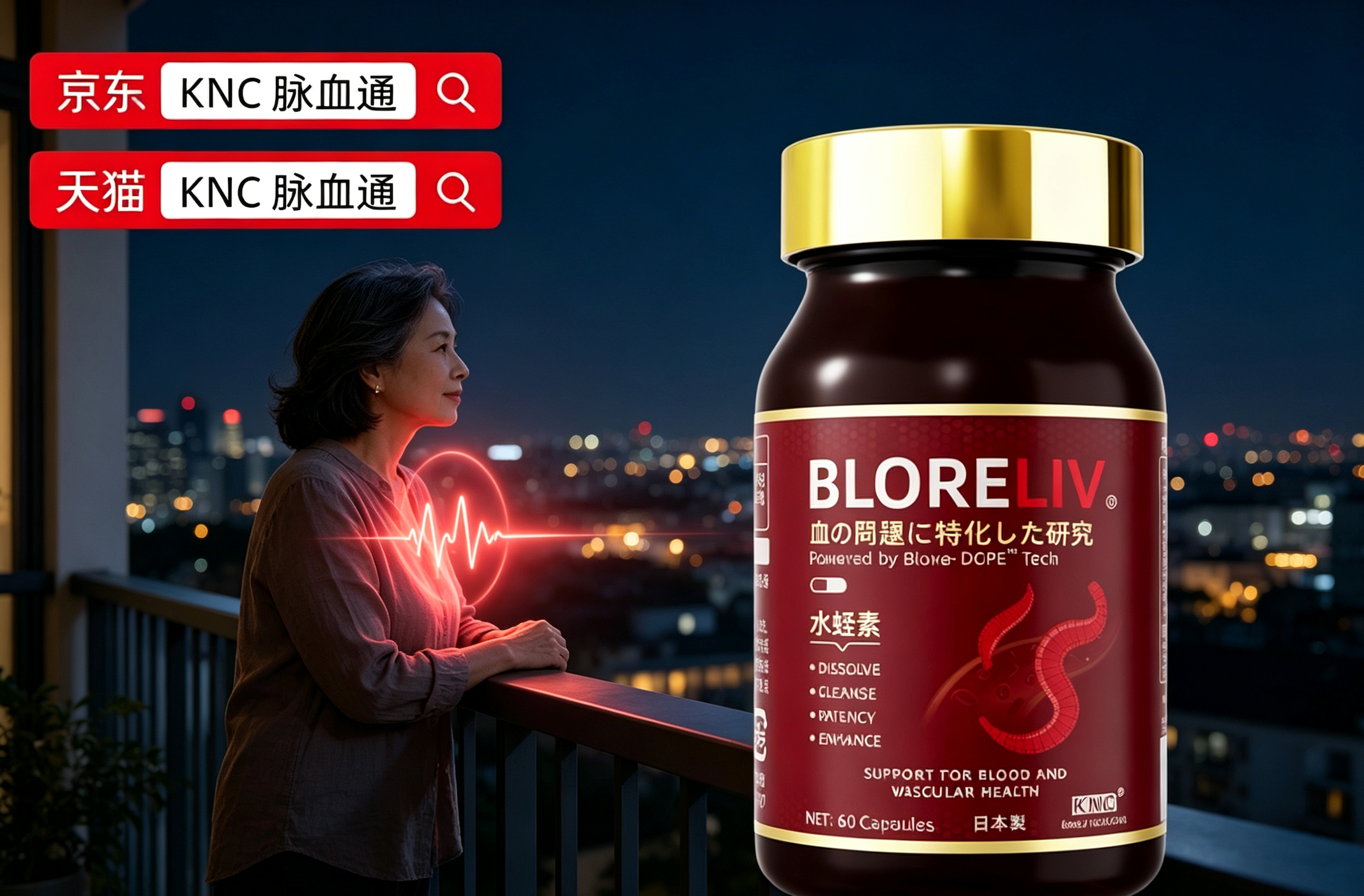 反复胸闷气短、手脚发僵发麻？美日联研KNC脉血通BLORELIV护养通透血管！